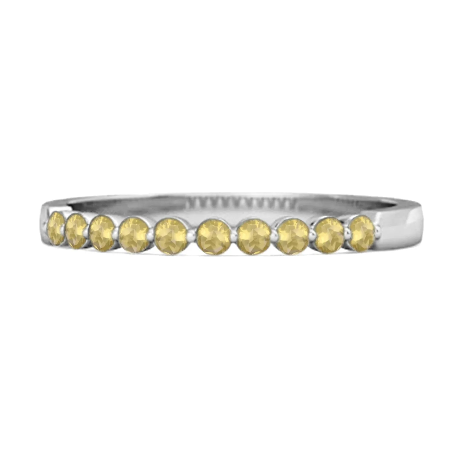 0.20 Ct Lemon Quartz Half Eternity Stacking Ring 925 Sterling Silver