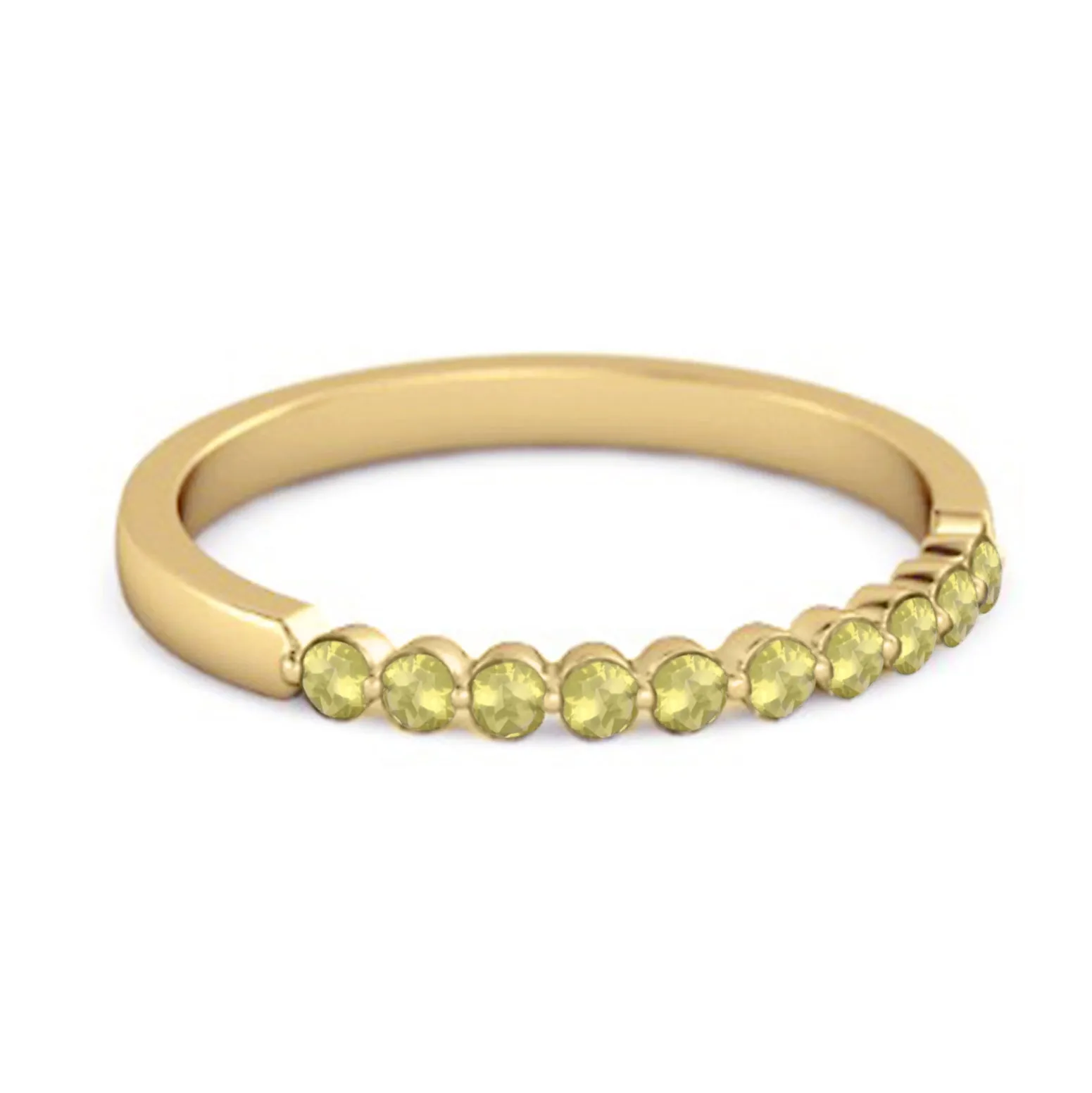 0.20 Ct Lemon Quartz Half Eternity Stacking Ring 925 Sterling Silver