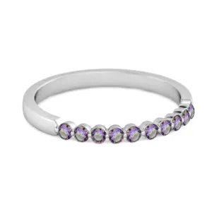 0.20 Ct Mystic Topaz Half Eternity Stacking Ring 925 Sterling Silver