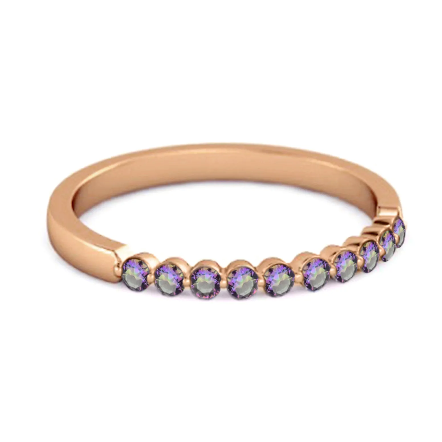 0.20 Ct Mystic Topaz Half Eternity Stacking Ring 925 Sterling Silver