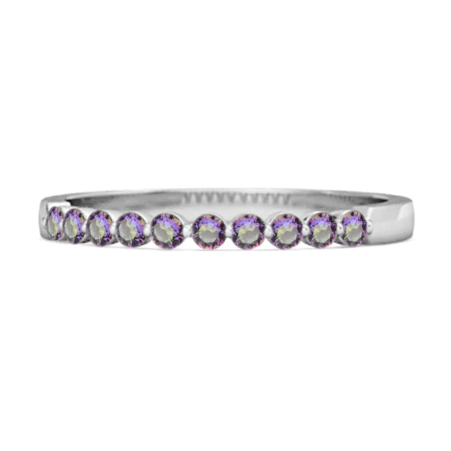0.20 Ct Mystic Topaz Half Eternity Stacking Ring 925 Sterling Silver