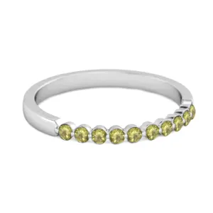 0.20 Ct Peridot Half Eternity Stacking Ring 925 Sterling Silver