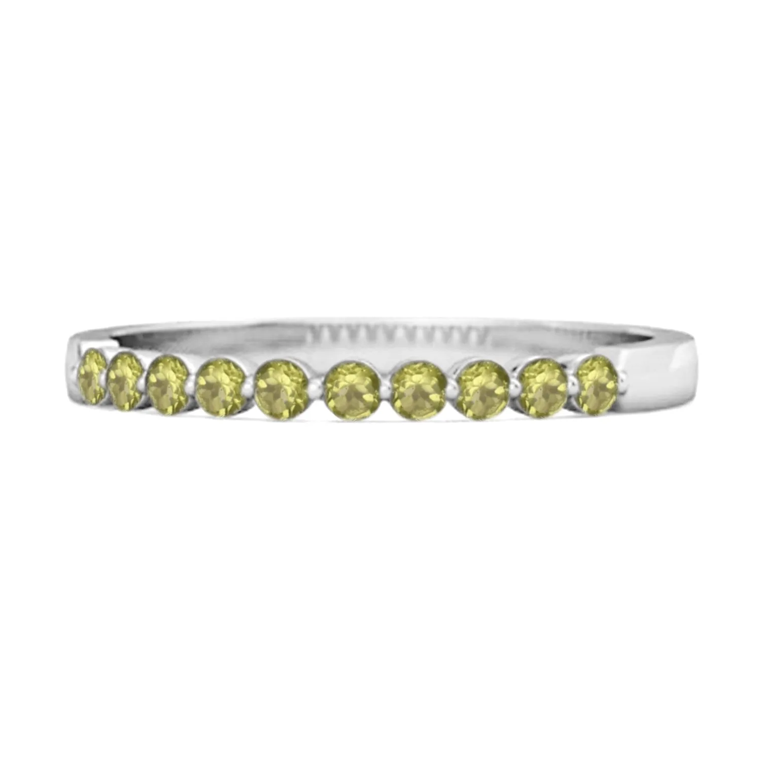 0.20 Ct Peridot Half Eternity Stacking Ring 925 Sterling Silver