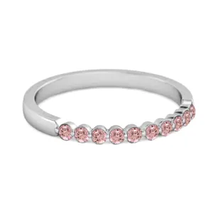 0.20 Ct Pink Zirconia Half Eternity Stacking Ring 925 Sterling Silver