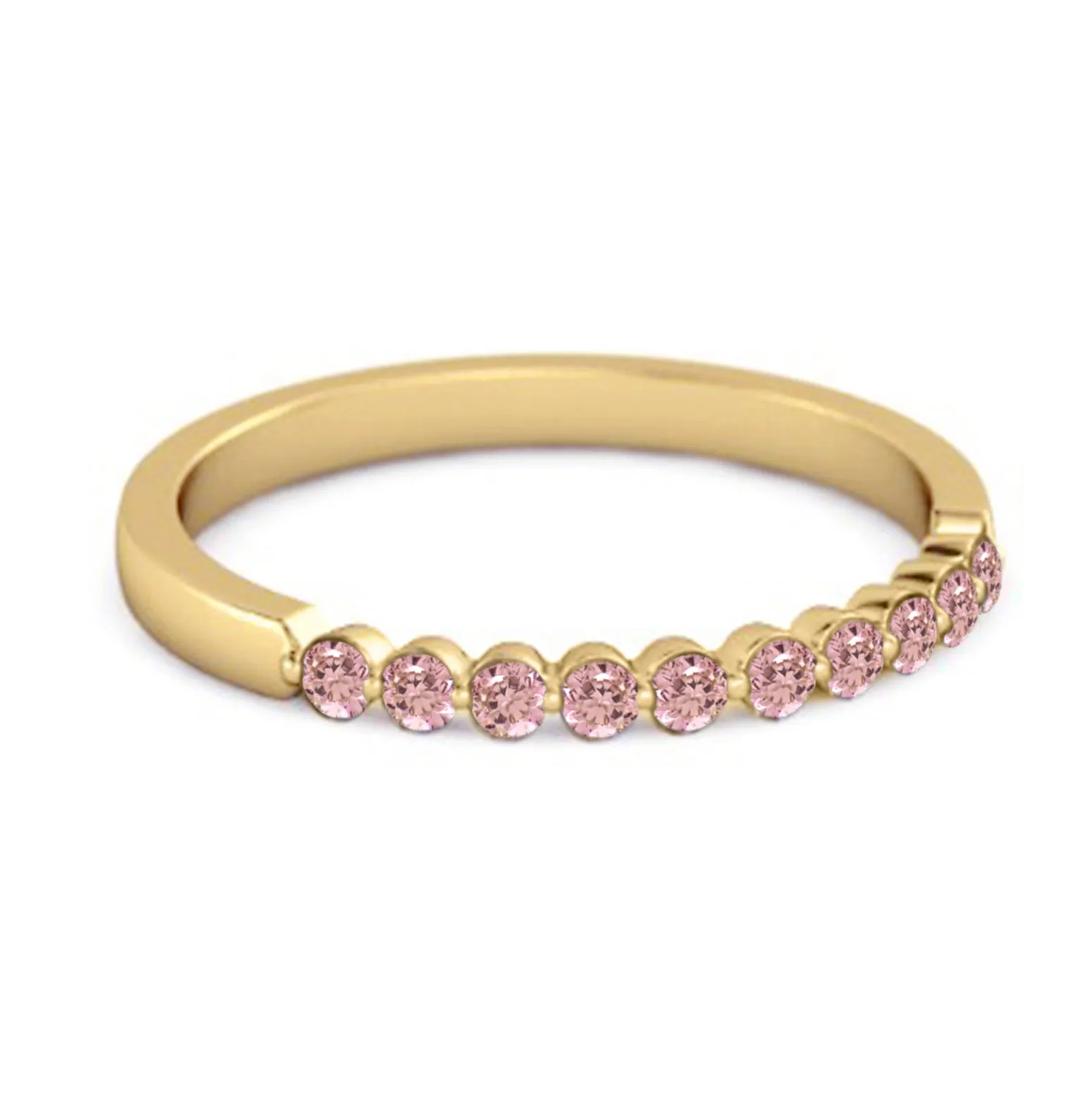 0.20 Ct Pink Zirconia Half Eternity Stacking Ring 925 Sterling Silver