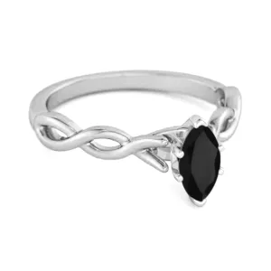 0.25 Ct Black Spinel 925 Silver January Birthstone Engagement Ring