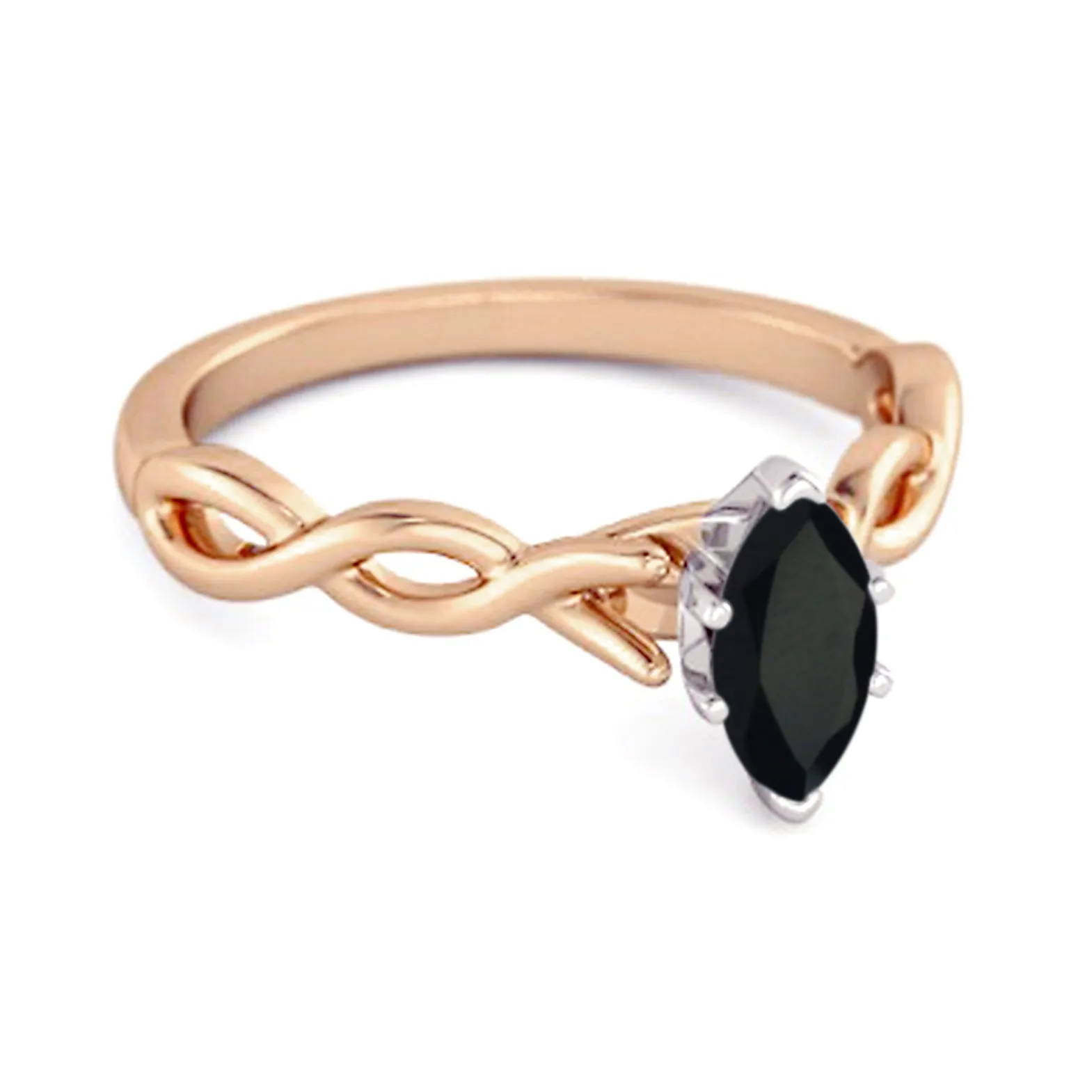 0.25 Ct Black Spinel 925 Silver January Birthstone Engagement Ring