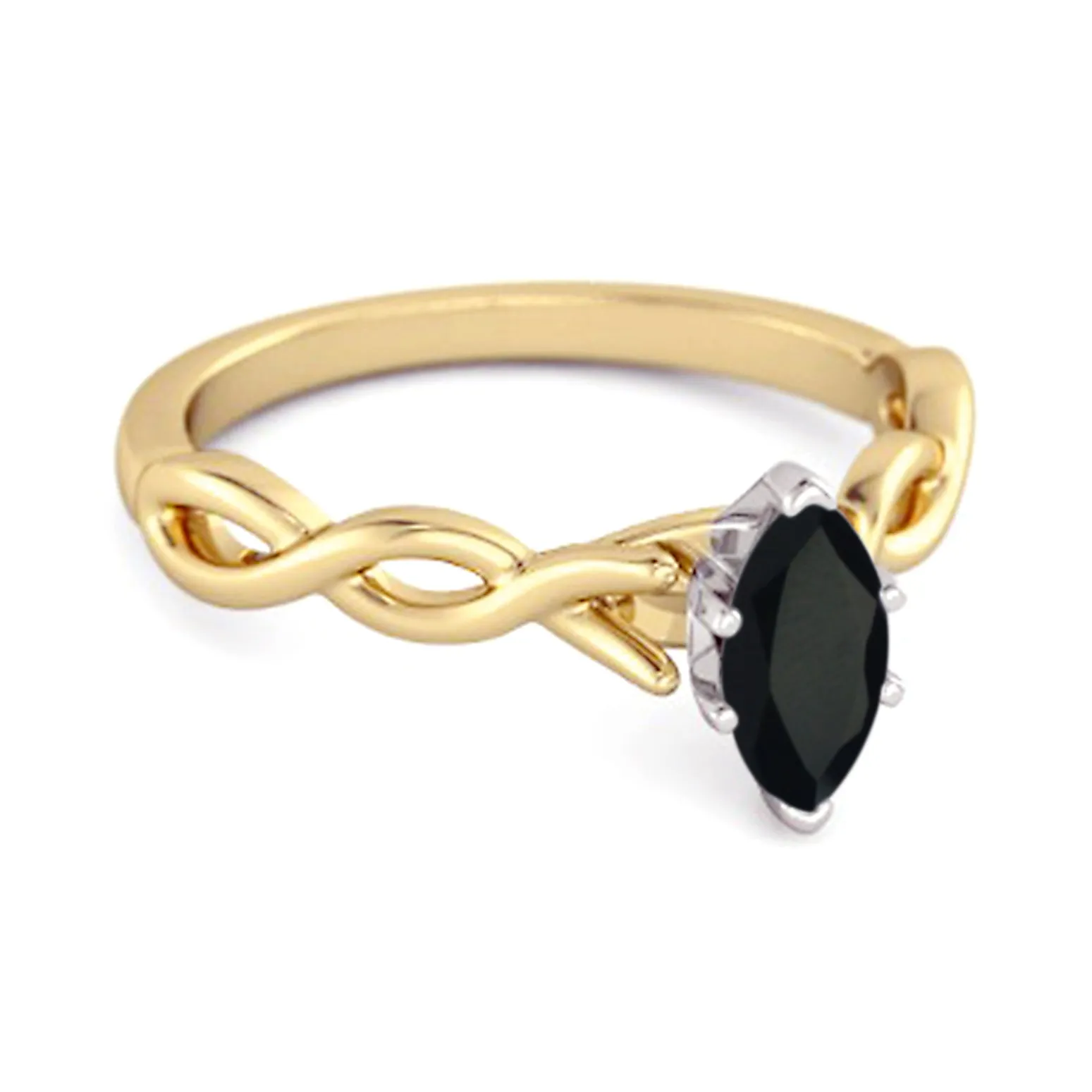 0.25 Ct Black Spinel 925 Silver January Birthstone Engagement Ring