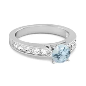 0.25 Ct Blue Topaz 925 Sterling Silver Marguerite Tale Of Beauty Ring