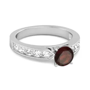 0.25 Ct Garnet 925 Sterling Silver Marguerite Tale Of Beauty Ring