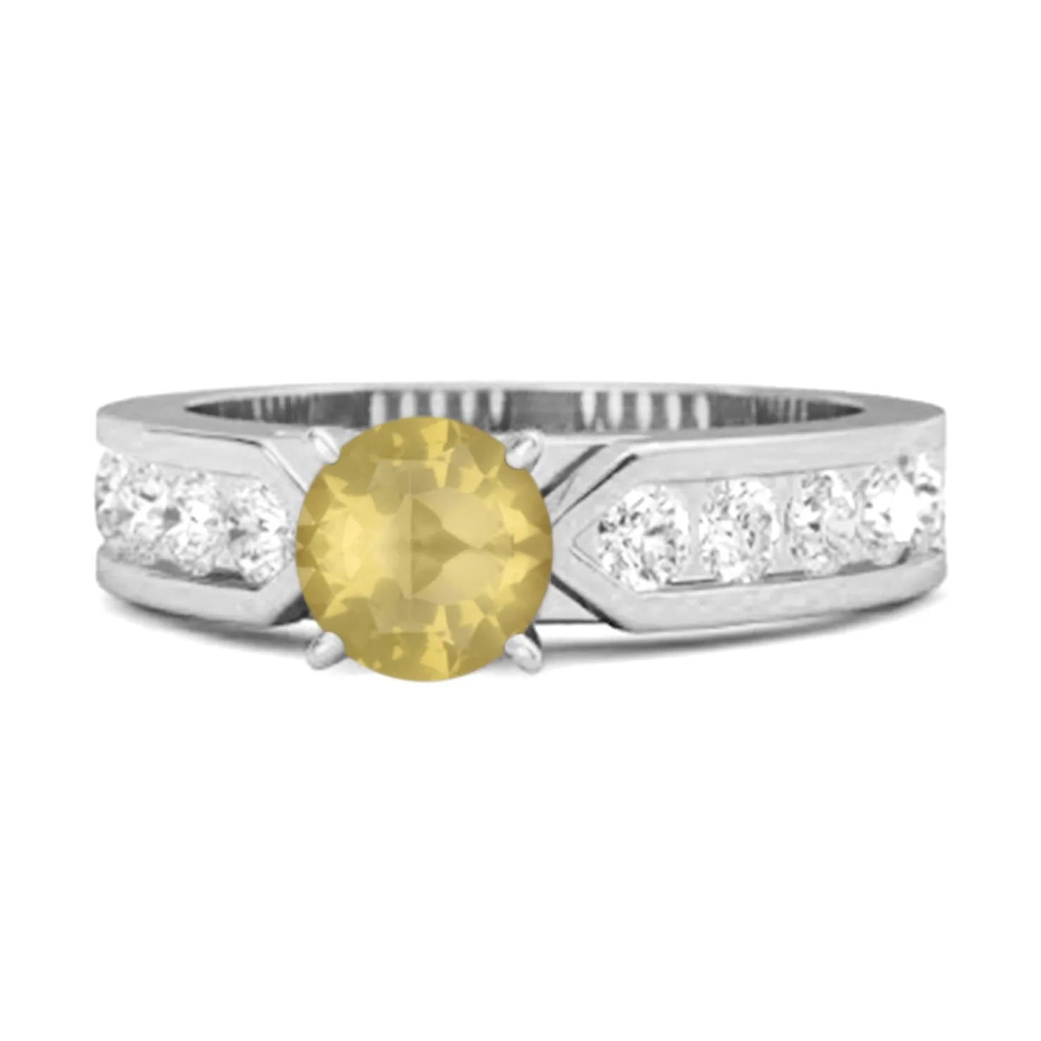 0.25 Ct Lemon Quartz 925 Sterling Silver Marguerite Tale Of Beauty Ring
