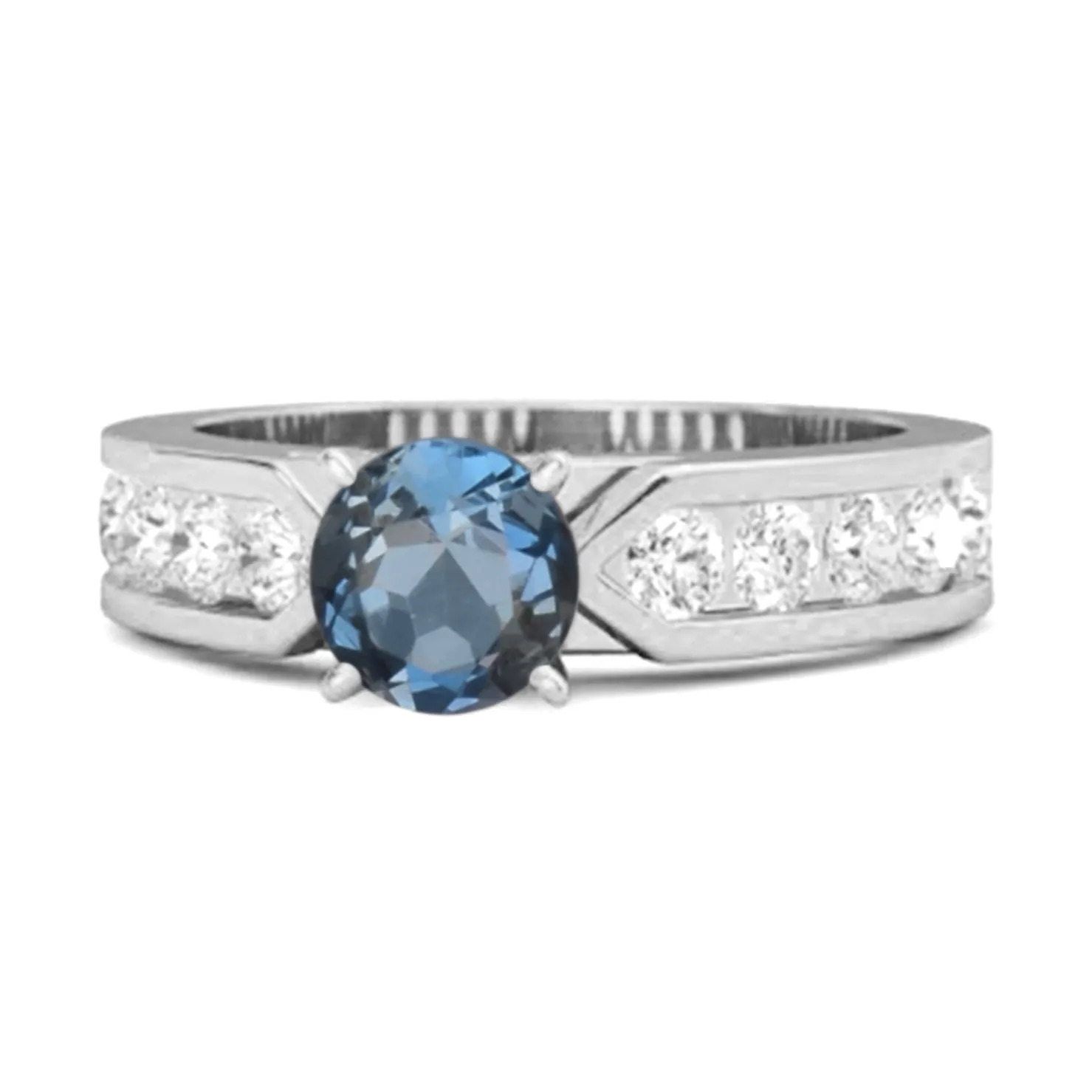 0.25 Ct London Blue Topaz 925 Sterling Silver Marguerite Tale Of Beauty Ring