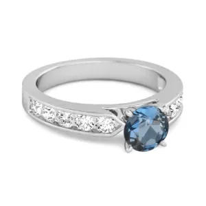 0.25 Ct London Blue Topaz 925 Sterling Silver Marguerite Tale Of Beauty Ring