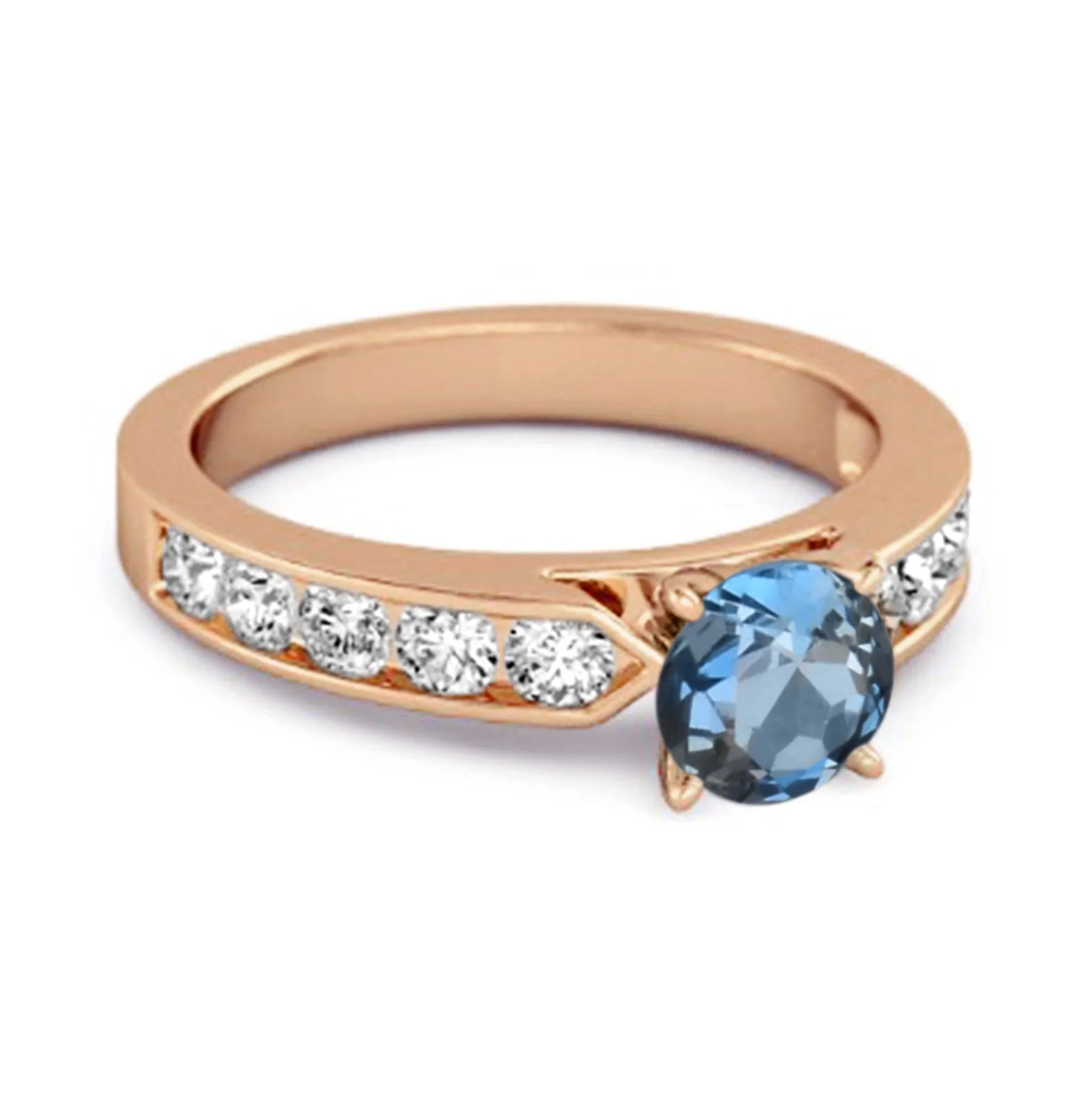 0.25 Ct London Blue Topaz 925 Sterling Silver Marguerite Tale Of Beauty Ring