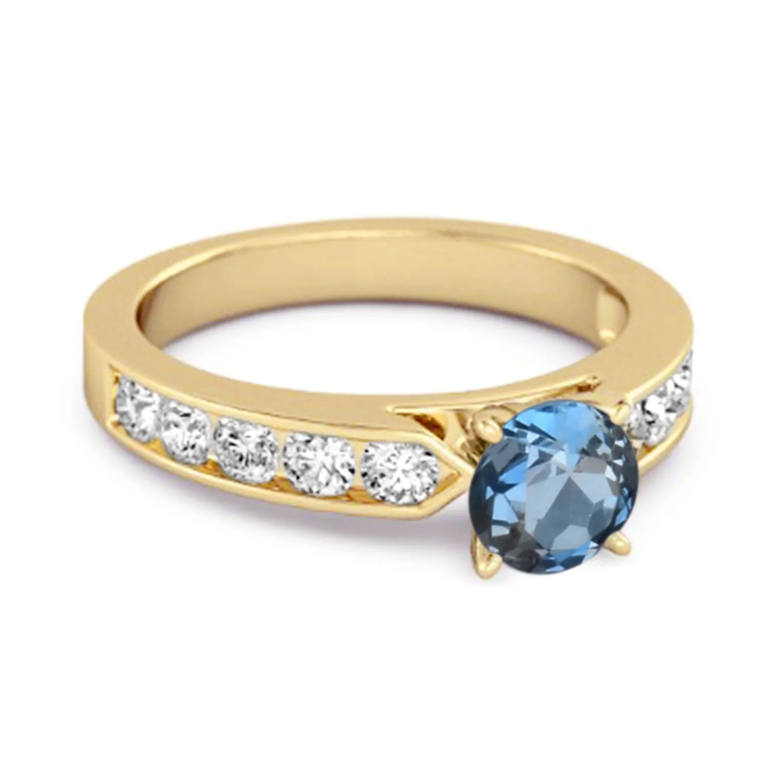 0.25 Ct London Blue Topaz 925 Sterling Silver Marguerite Tale Of Beauty Ring