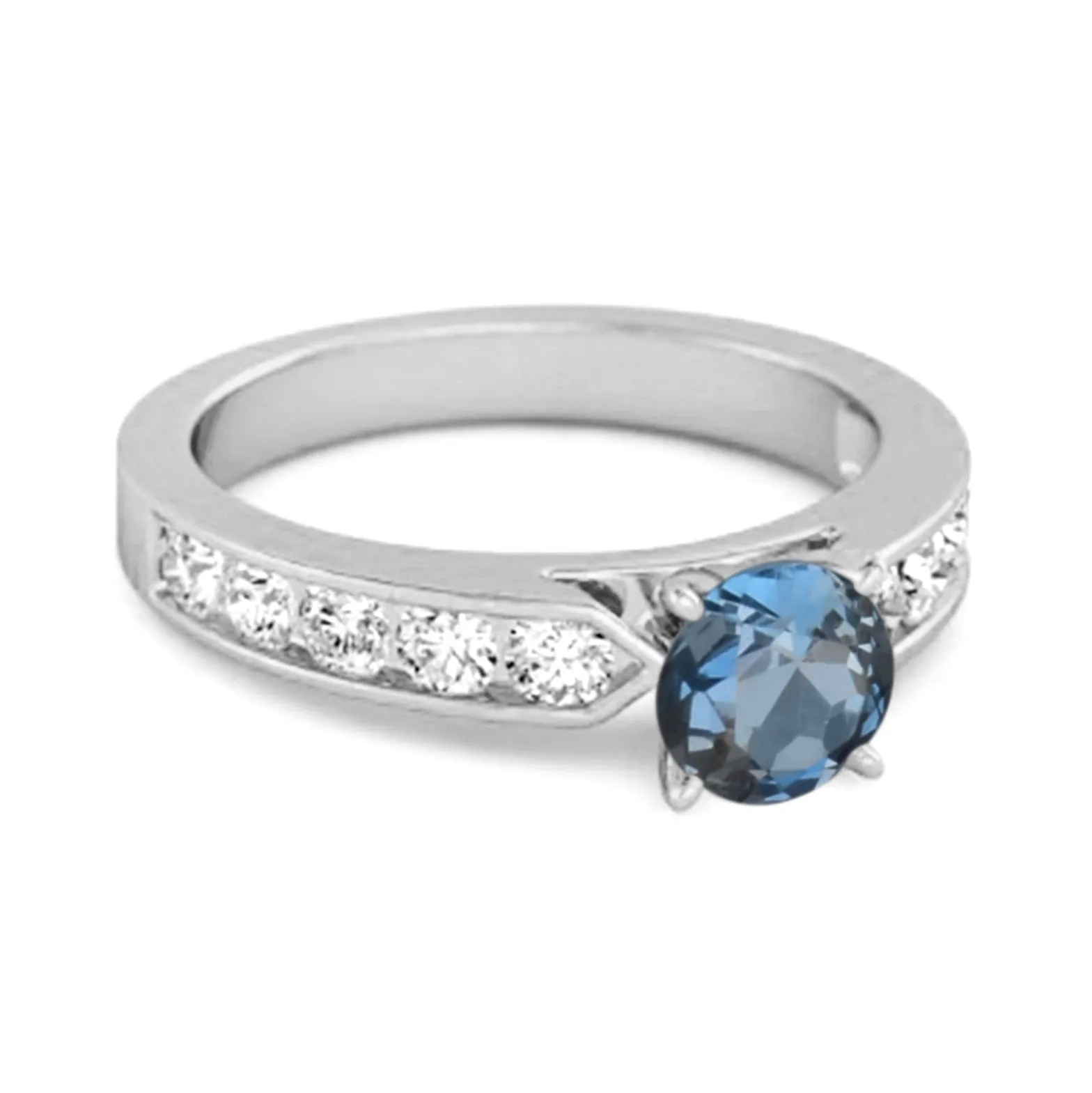 0.25 Ct London Blue Topaz 925 Sterling Silver Marguerite Tale Of Beauty Ring