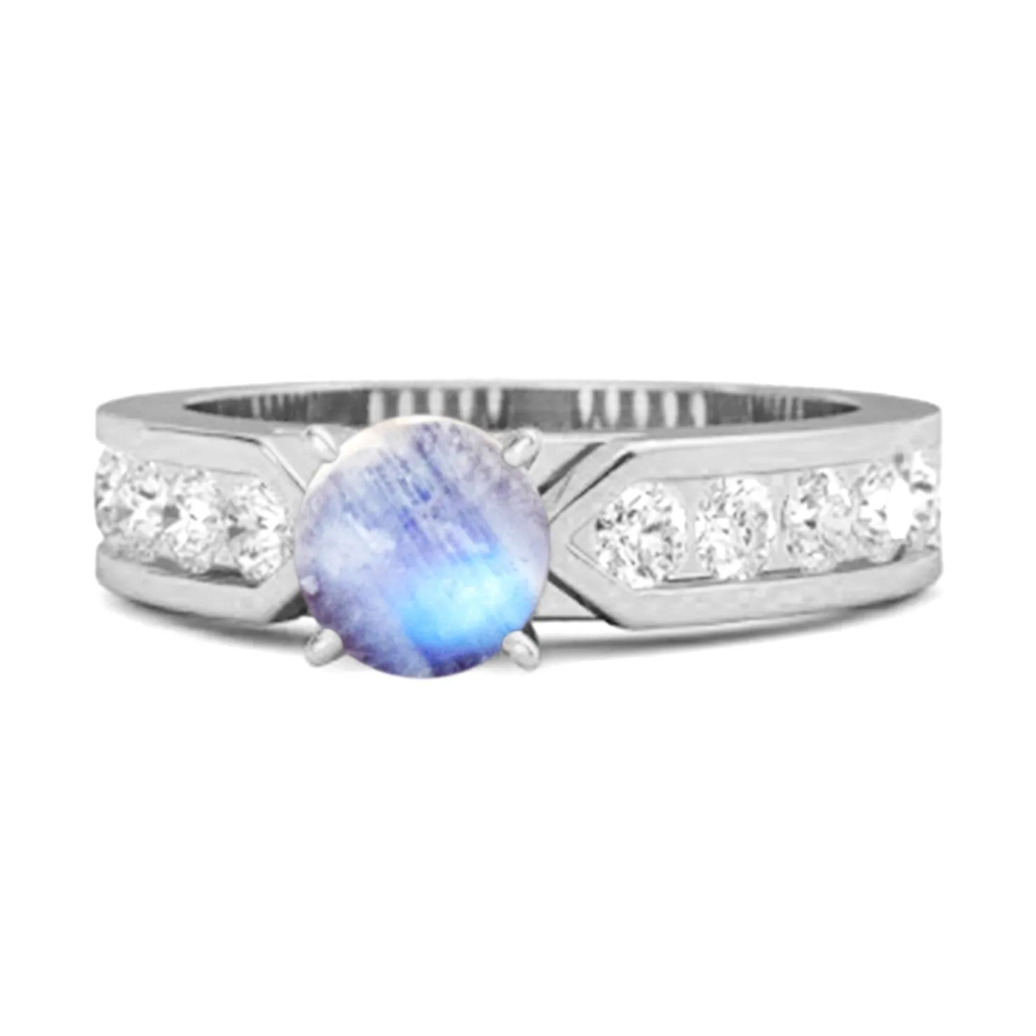 0.25 Ct Moonstone 925 Sterling Silver Marguerite Tale Of Beauty Ring