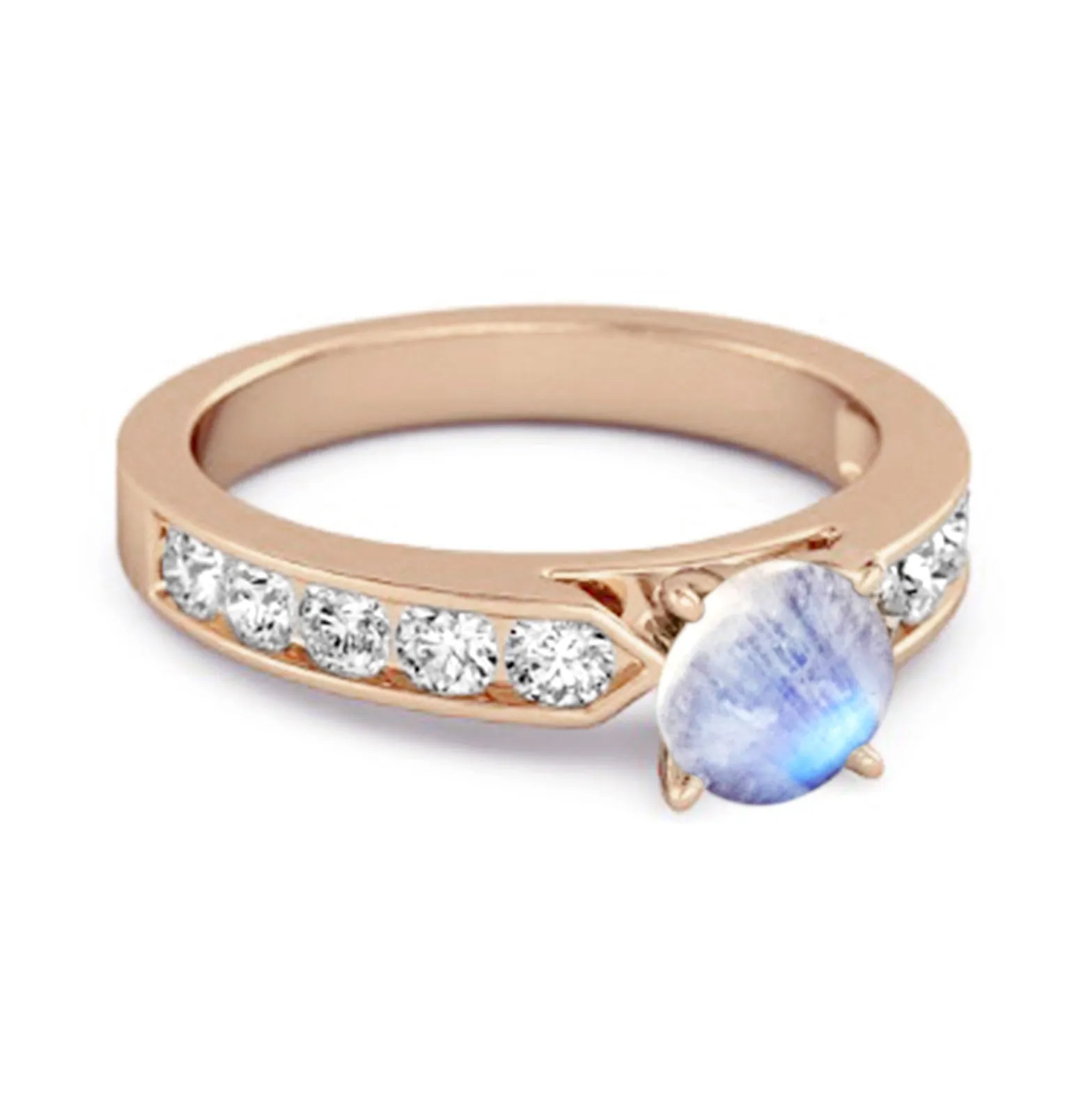 0.25 Ct Moonstone 925 Sterling Silver Marguerite Tale Of Beauty Ring