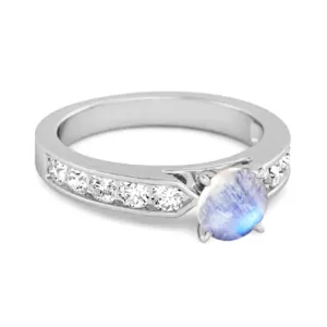 0.25 Ct Moonstone 925 Sterling Silver Marguerite Tale Of Beauty Ring