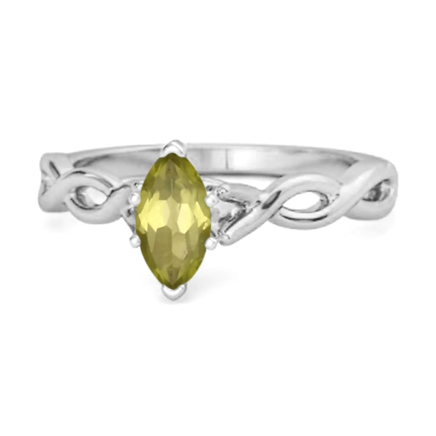 0.25 Ct Peridot 925 Silver January Birthstone Engagement Ring