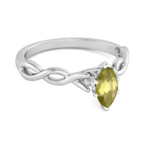 0.25 Ct Peridot 925 Silver January Birthstone Engagement Ring
