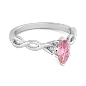 0.25 Ct Pink Zirconia Sterling Silver January Birthstone Engagement Ring