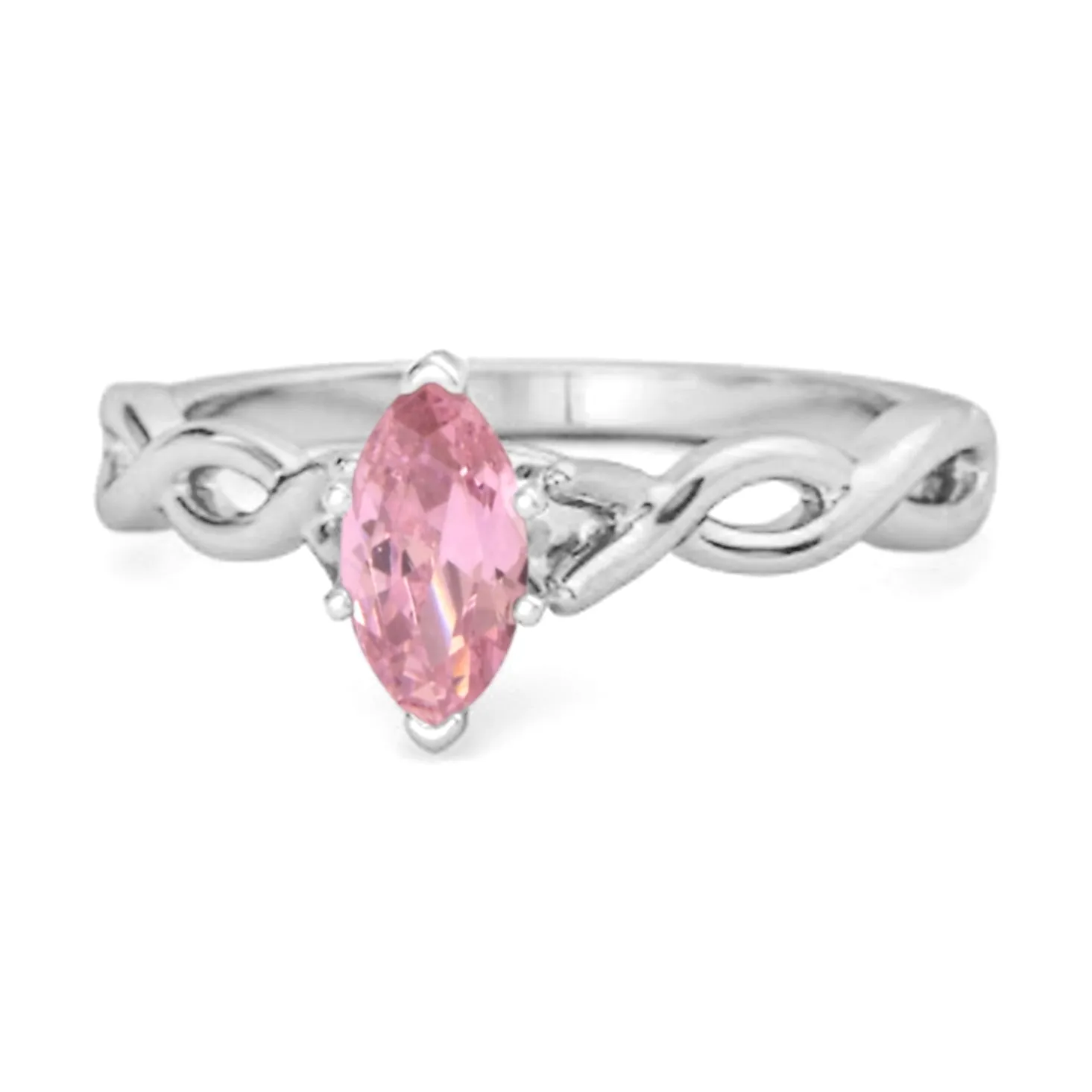 0.25 Ct Pink Zirconia Sterling Silver January Birthstone Engagement Ring