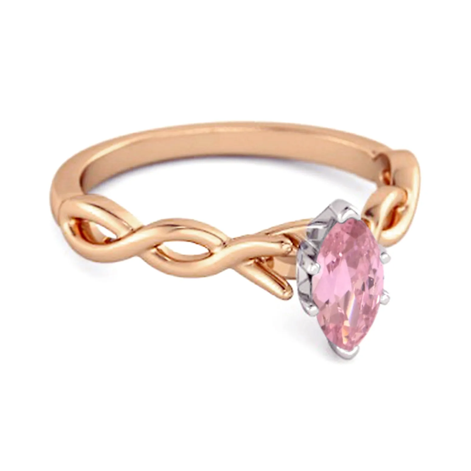 0.25 Ct Pink Zirconia Sterling Silver January Birthstone Engagement Ring