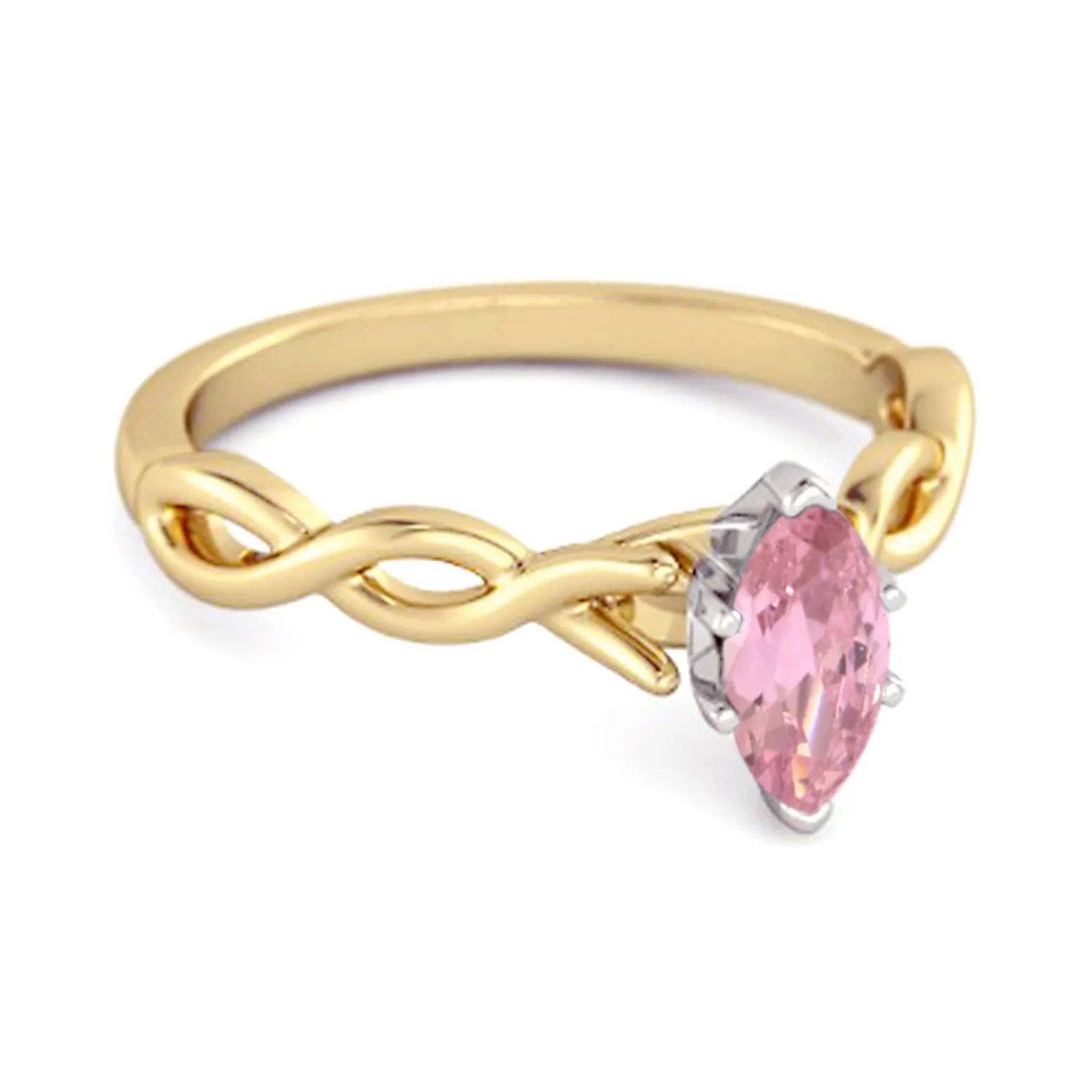 0.25 Ct Pink Zirconia Sterling Silver January Birthstone Engagement Ring