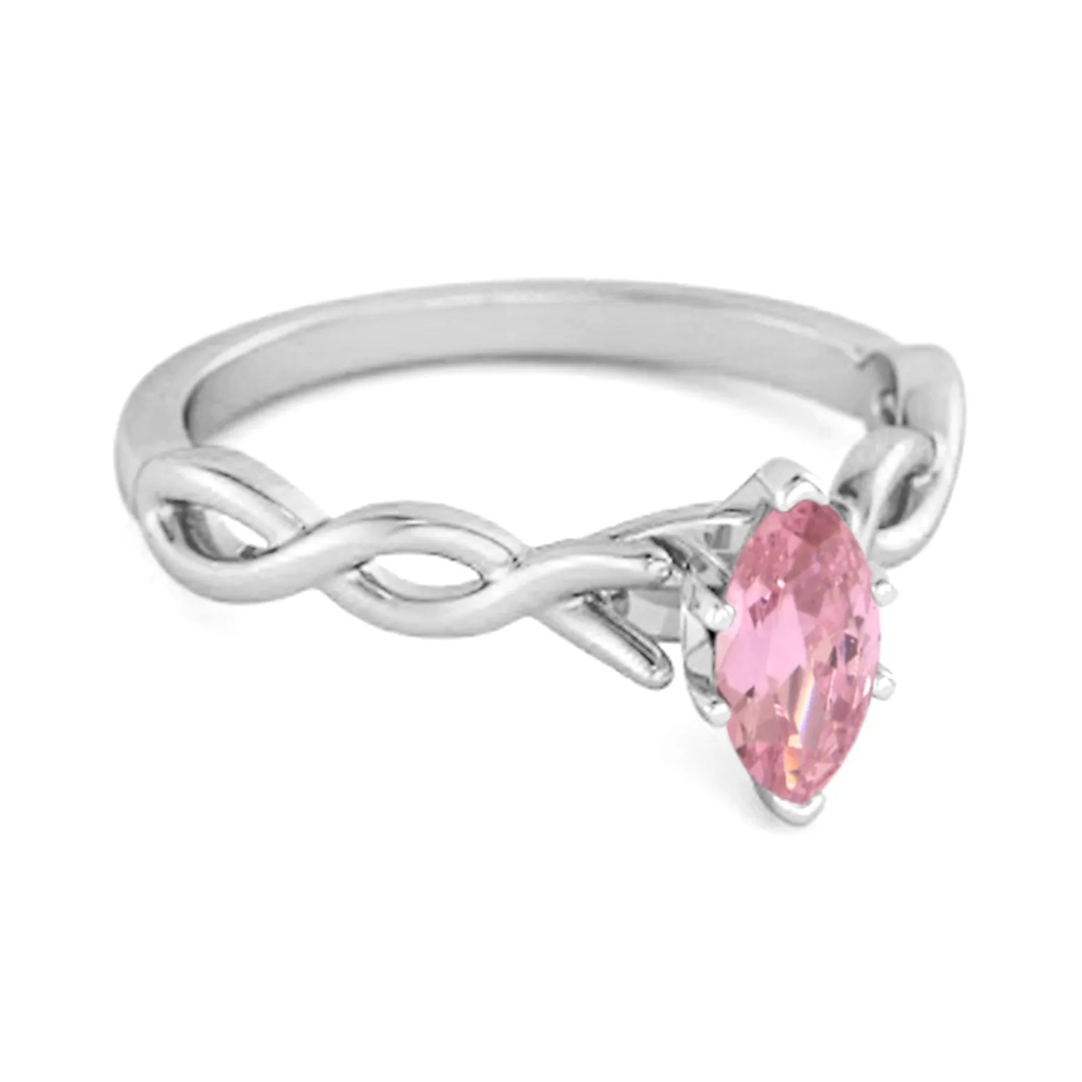 0.25 Ct Pink Zirconia Sterling Silver January Birthstone Engagement Ring