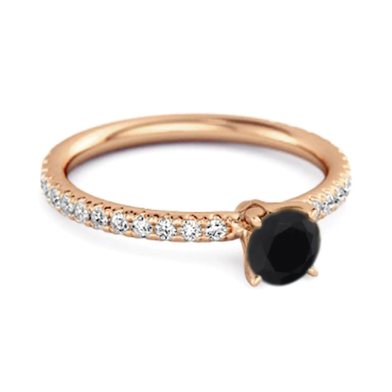 0.25 Ctw Black Spinel 925 Sterling Silver Bridal Engagement Ring