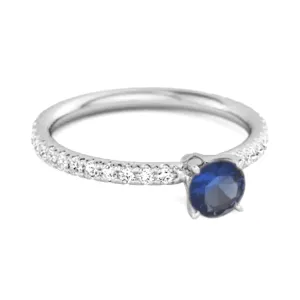 0.25 Ctw Blue Sapphire 925 Sterling Silver Bridal Engagement Ring