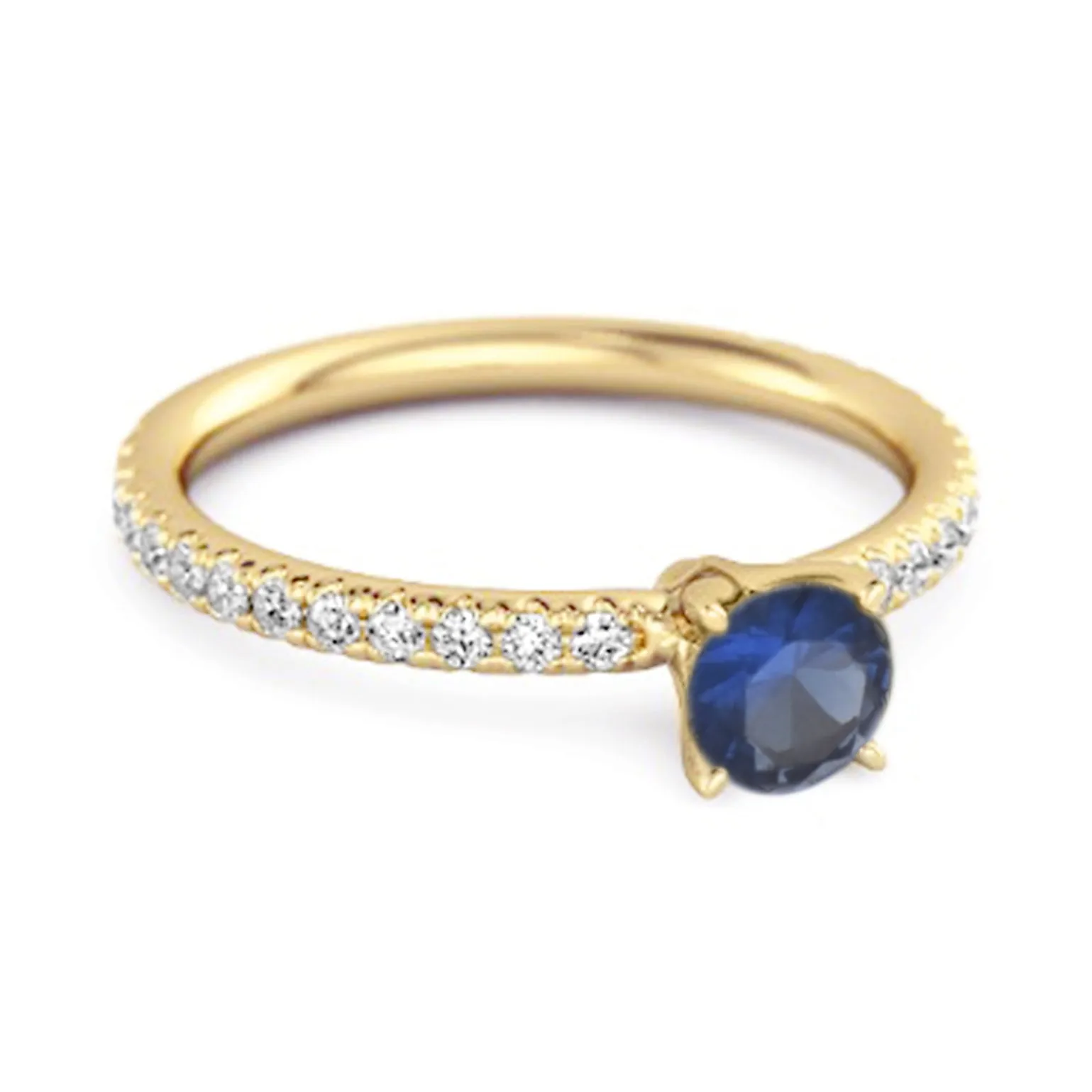0.25 Ctw Blue Sapphire 925 Sterling Silver Bridal Engagement Ring