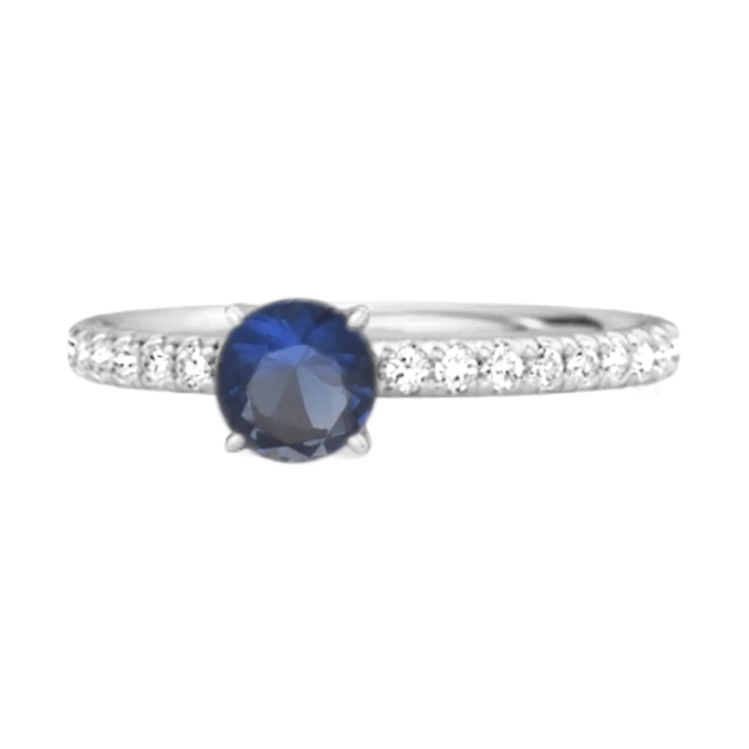 0.25 Ctw Blue Sapphire 925 Sterling Silver Bridal Engagement Ring
