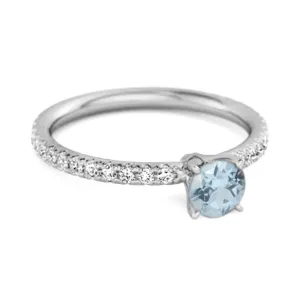 0.25 Ctw Blue Topaz 925 Sterling Silver Bridal Engagement Ring