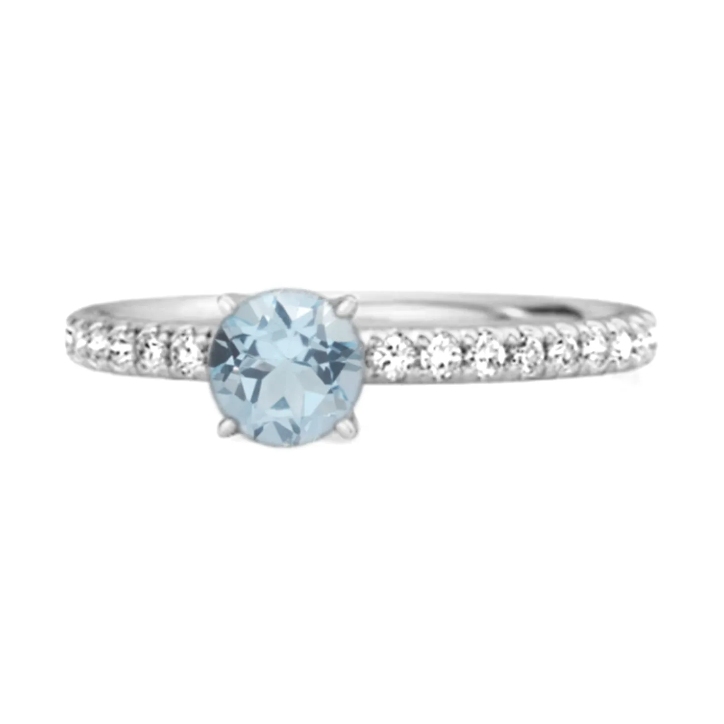 0.25 Ctw Blue Topaz 925 Sterling Silver Bridal Engagement Ring