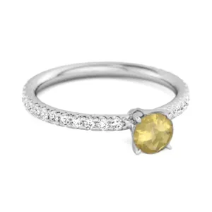 0.25 Ctw Lemon Quartz 925 Sterling Silver Bridal Engagement Ring