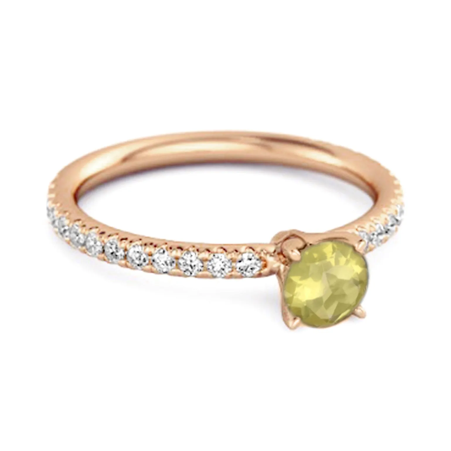 0.25 Ctw Lemon Quartz 925 Sterling Silver Bridal Engagement Ring
