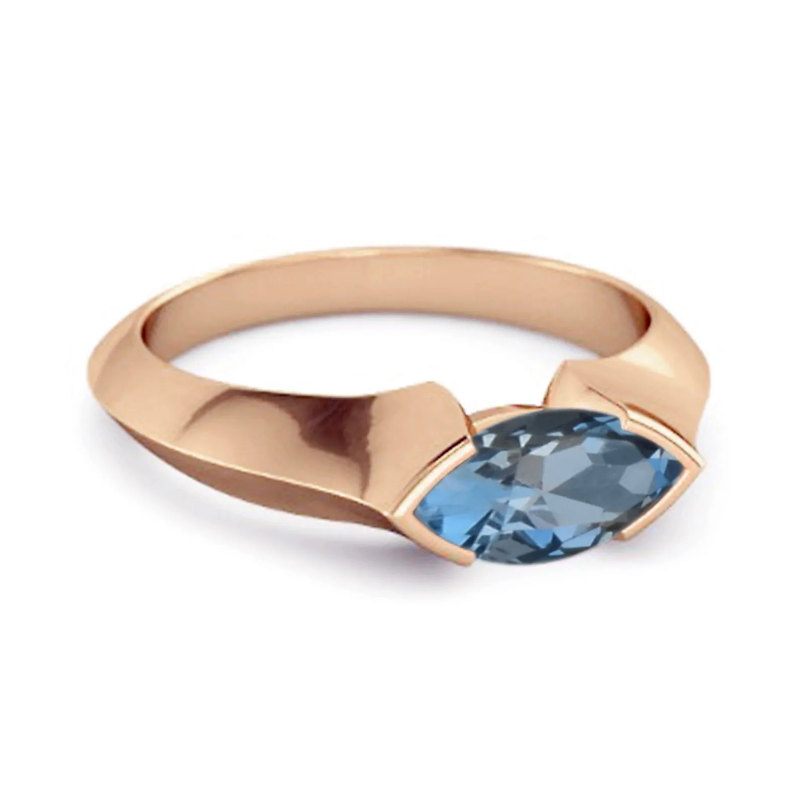 0.25 Ctw Marquise London Blue Topaz 925 Sterling Silver Engagement Ring