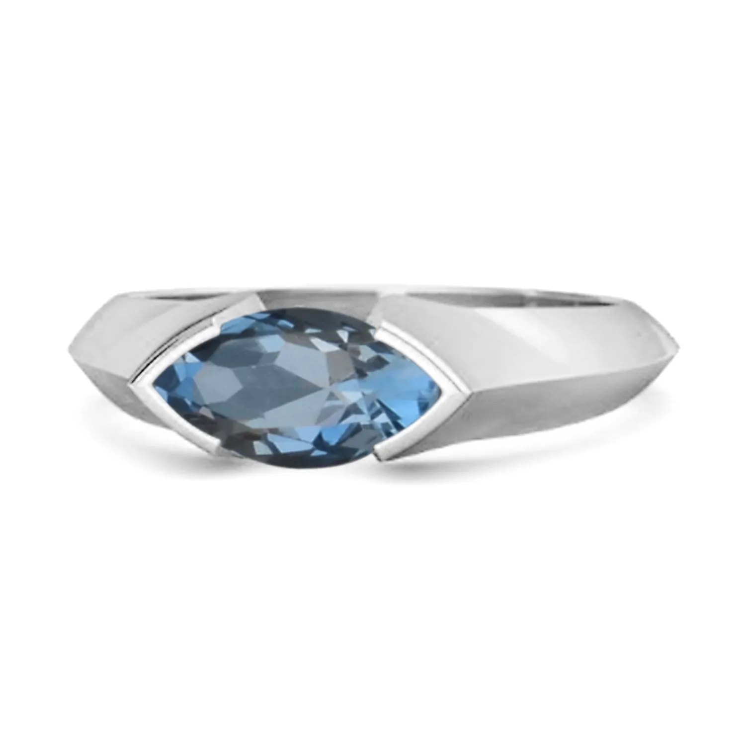 0.25 Ctw Marquise London Blue Topaz 925 Sterling Silver Engagement Ring