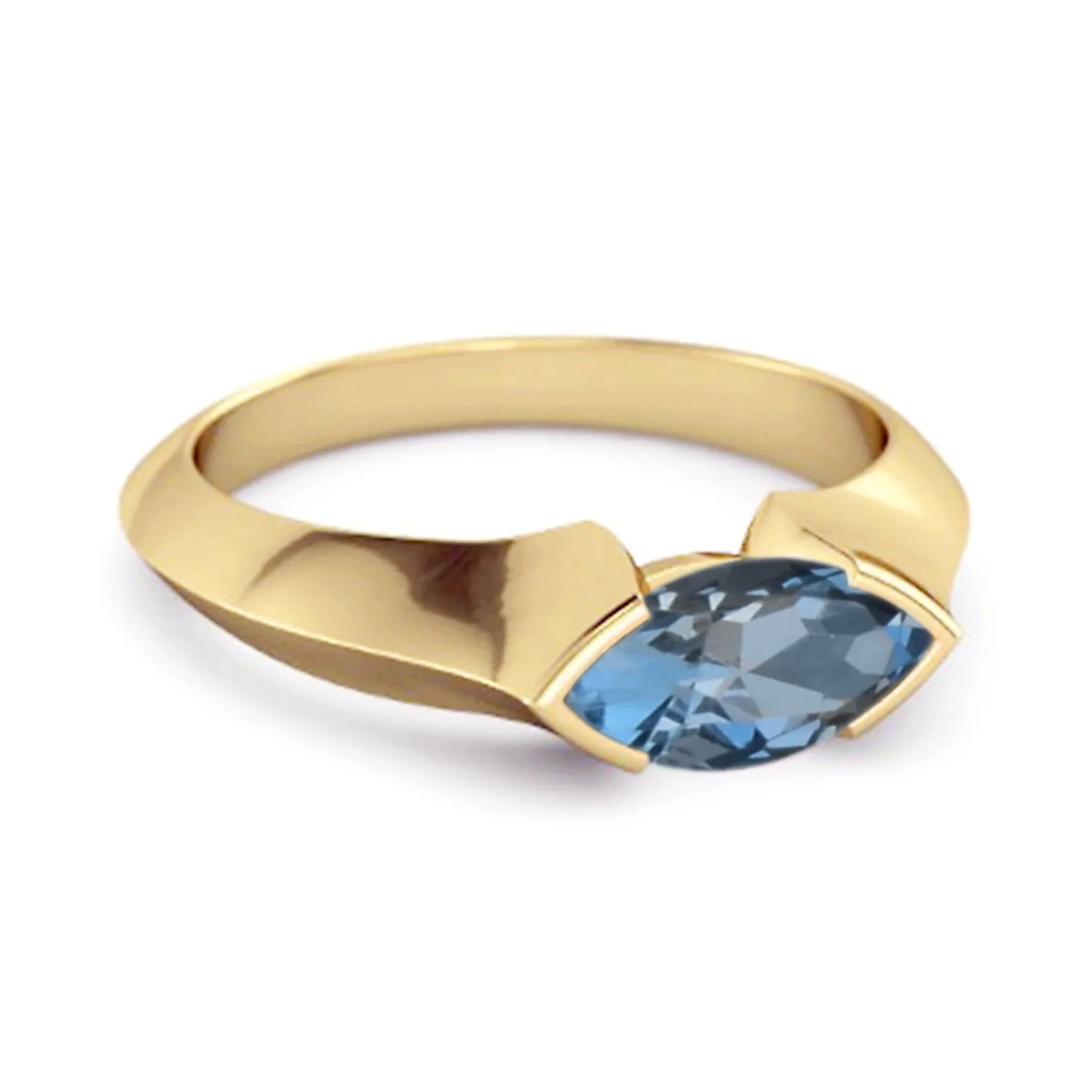 0.25 Ctw Marquise London Blue Topaz 925 Sterling Silver Engagement Ring