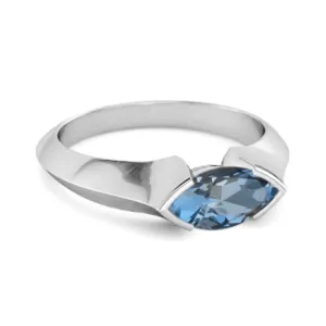 0.25 Ctw Marquise London Blue Topaz 925 Sterling Silver Engagement Ring