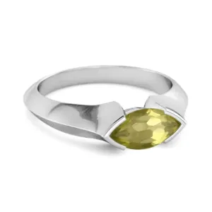 0.25 Ctw Marquise Peridot 925 Sterling Silver Engagement Ring