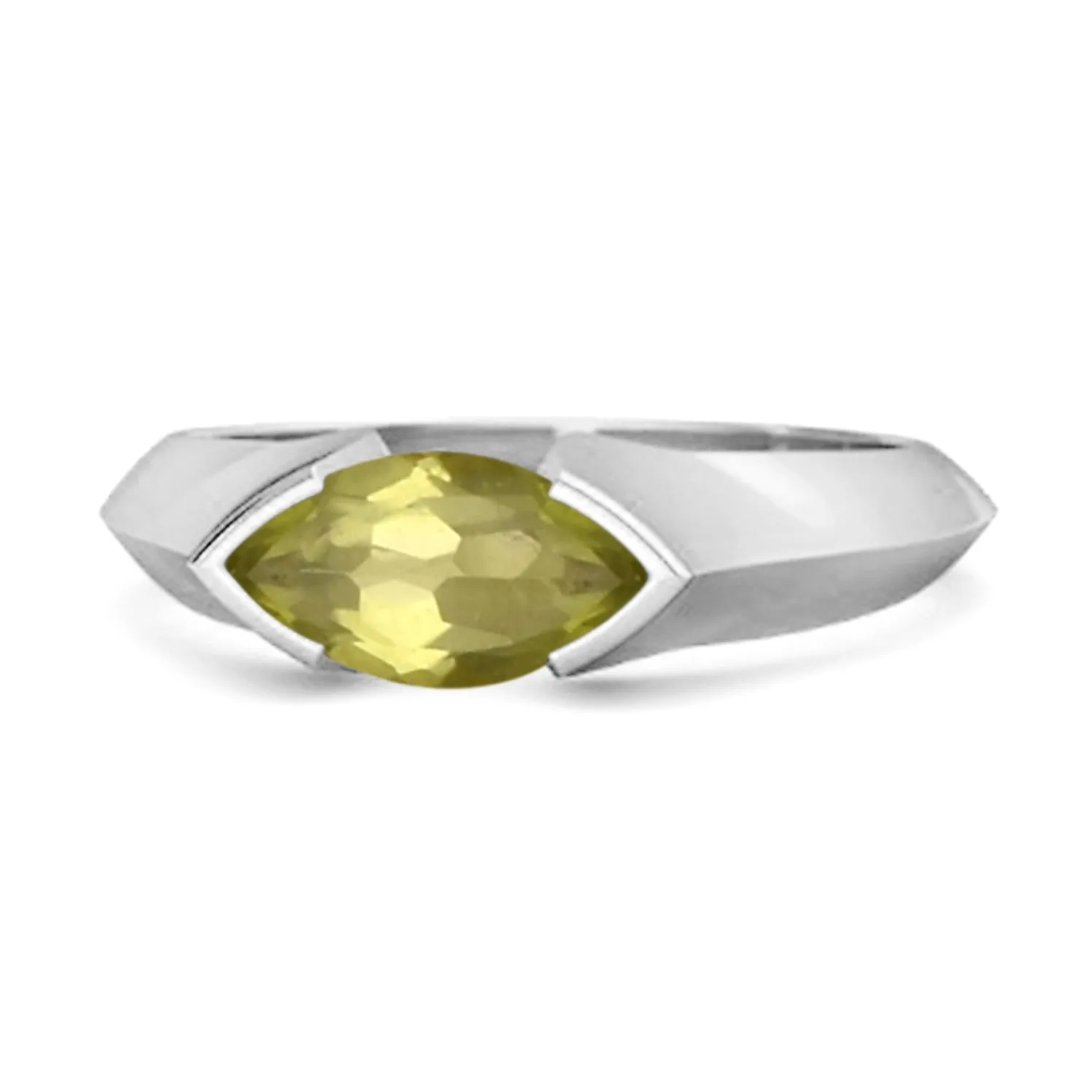 0.25 Ctw Marquise Peridot 925 Sterling Silver Engagement Ring