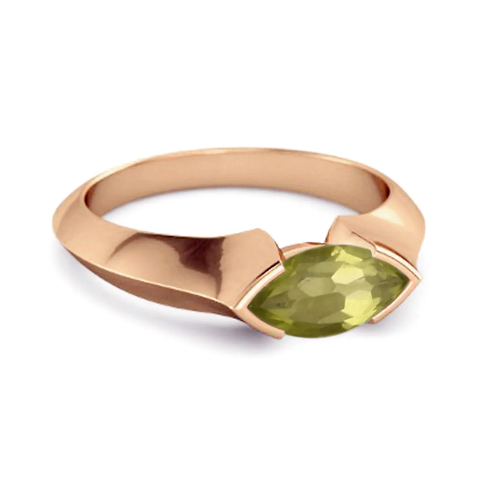0.25 Ctw Marquise Peridot 925 Sterling Silver Engagement Ring