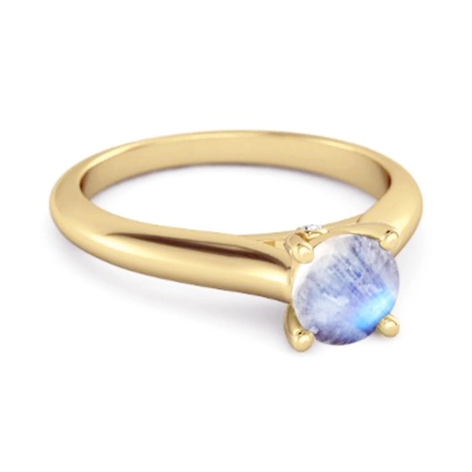 0.25 Ctw Moonstone Solitaire 925 Silver Delaney Ring