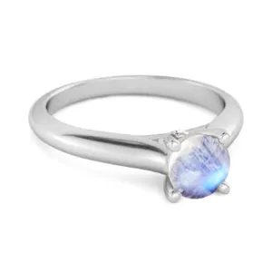 0.25 Ctw Moonstone Solitaire 925 Silver Delaney Ring