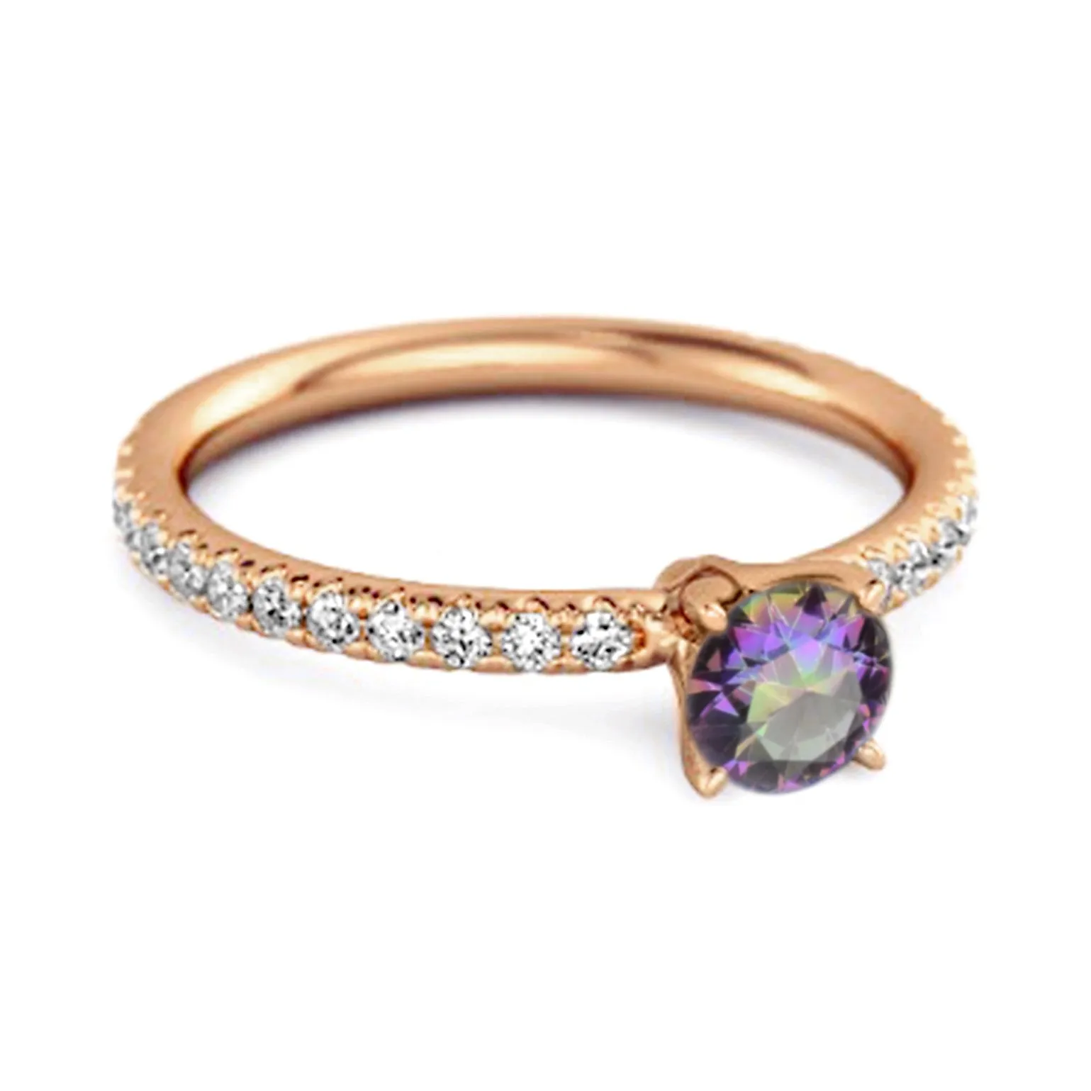 0.25 Ctw Mystic Topaz 925 Sterling Silver Bridal Engagement Ring