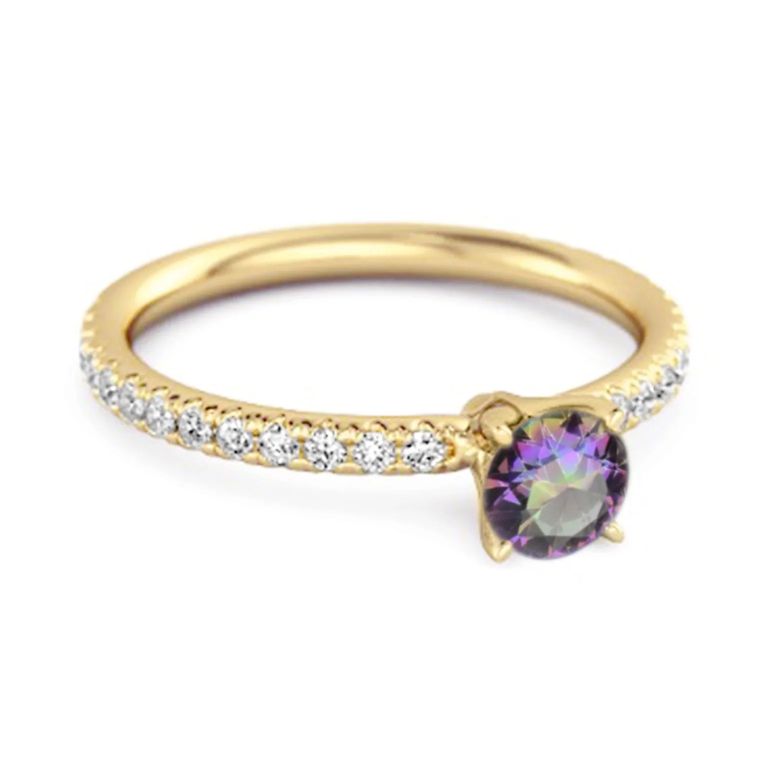 0.25 Ctw Mystic Topaz 925 Sterling Silver Bridal Engagement Ring