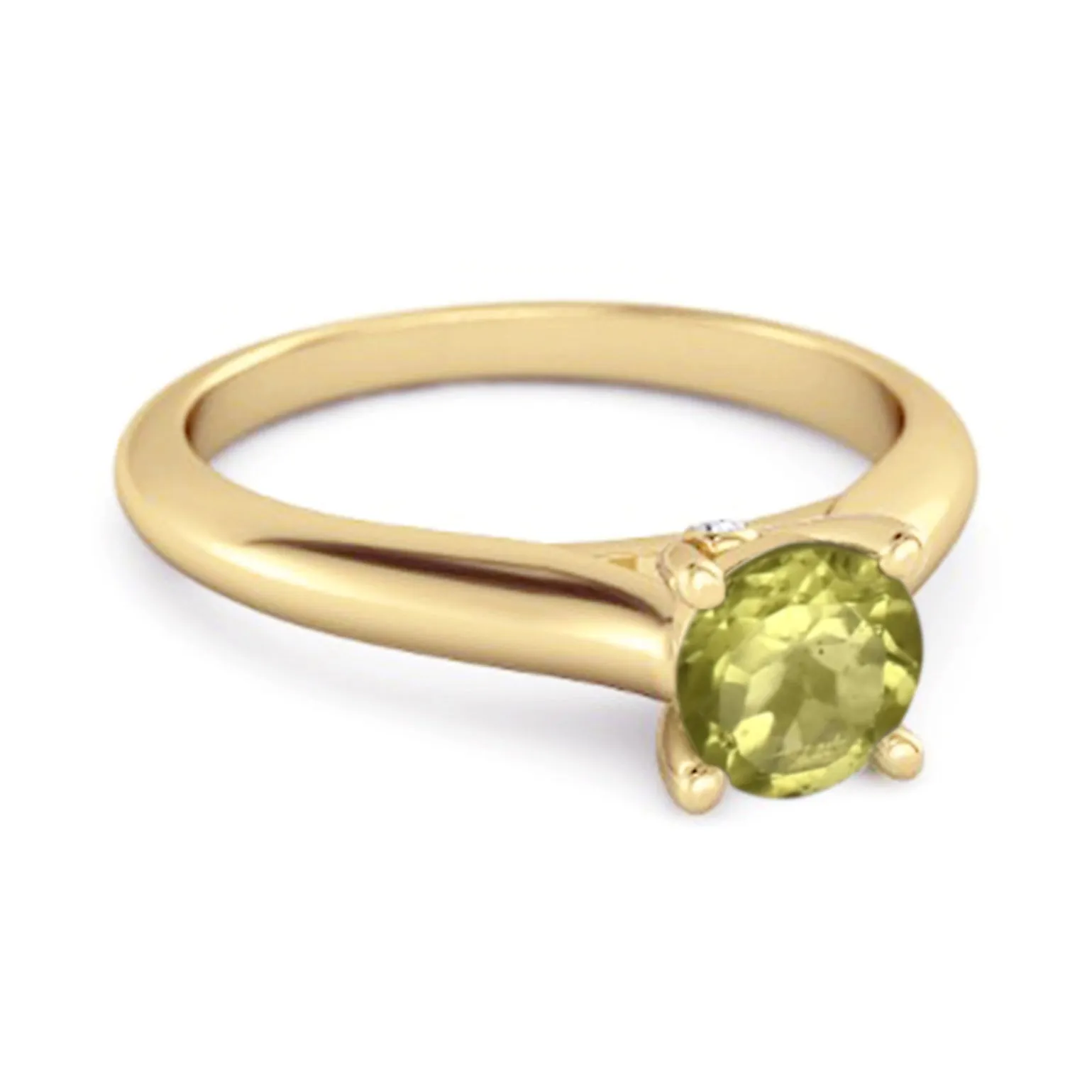 0.25 Ctw Peridot Solitaire 925 Silver Delaney Ring